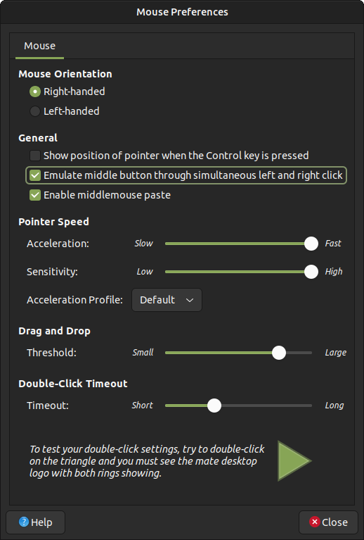 Mouse Preferences: Emulate middle button through simultaneous left and right click